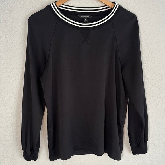 Banana Republic Tops - Banana Republic Varsity Long Sleeve Black Ringer Top Preppy Nautical Collegiate
